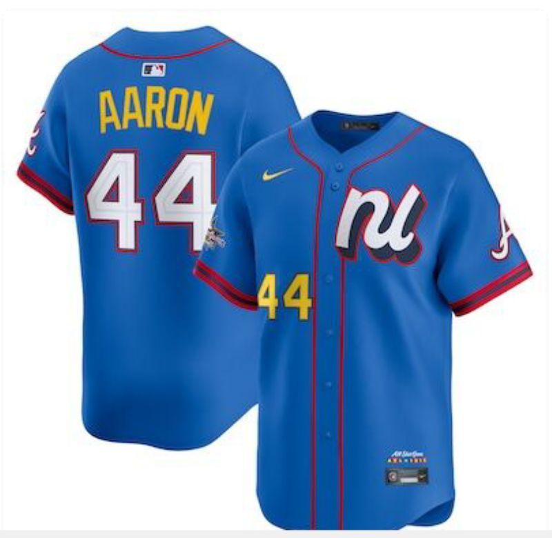 Men 2025 Atlanta Braves #44 Aaron Blue All star Nike MLB Jersey style 08